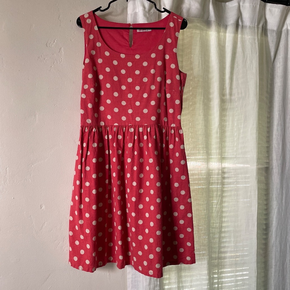 Cath Kidston Polka Dot Dress Sleeveless Summer cotton UK 14 - Cute picnic dress